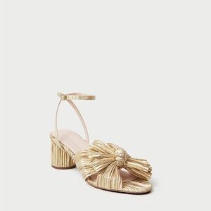 LOEFFLER RANDALL - Dahlia Gold Pleated Bow Heel